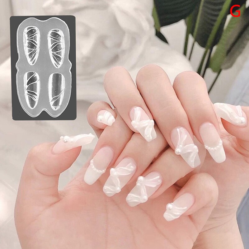 1pcs Silicone Nail Carving Mold 3D Mould Stamping Plate Nails Stencils DIY UV Gel Japanese Style Manicure Tools: G