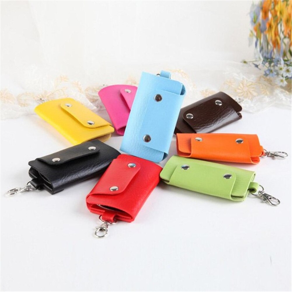 1 Pc Vrouwen Pu Lederen Auto Sleutelhouder Portefeuilles Roze Kleine Portemonnee Dames Portemonnee Voor Meisjes Mini Keys Organizer Tassen sleutelhanger Clip