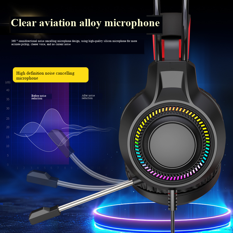Fones de Ouvido com Fio USB O Element V6S 7.1 para Computadores de Mesa, com Microfone, Adequados para E-sports e Jogos