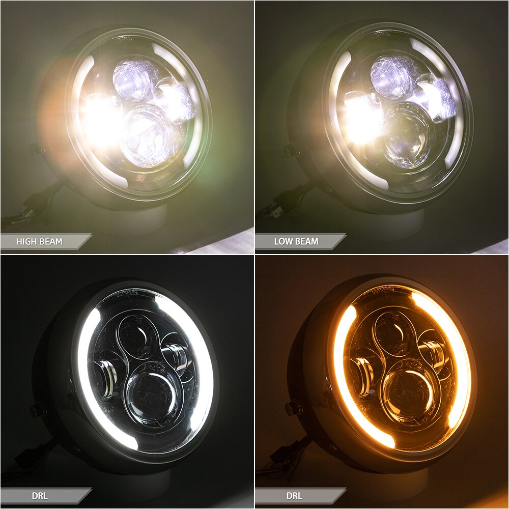 7.5 "moto phare LED feux de croisement feux diurnes DRL 12V pour Harley FLD Touring Softail Chopper Bobber