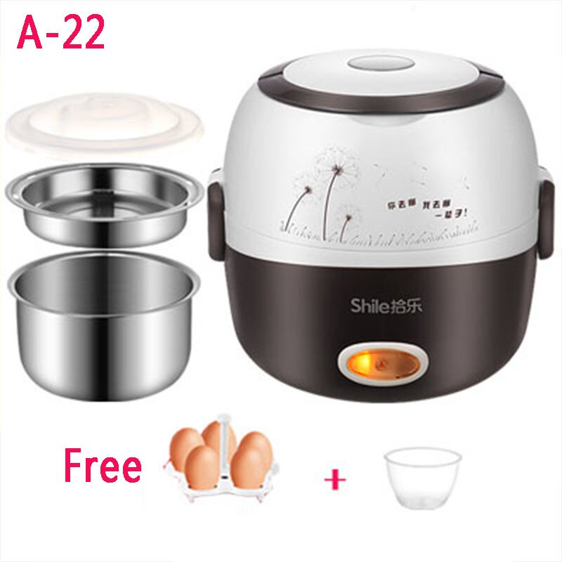 Electric Lunch Box Mini Rice Cooker Cooking Steaming Lunch Heater Box for Office Home Food Steamer Container with Steel Bowl: A2-Coffee