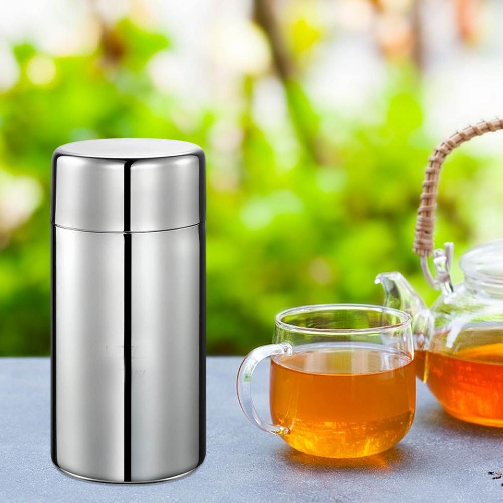Tea Pot Canister Tin Container With Airtight Lid For Loose Tea 100% Brand 304 Stainless Steel Double-layer Sealing 400 500ml