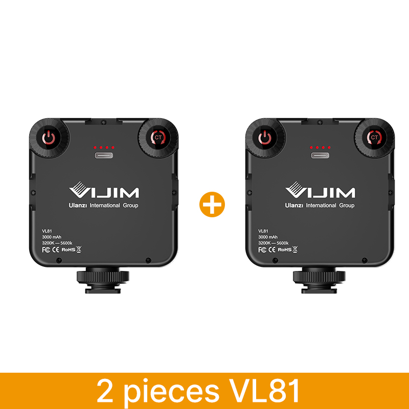 VIJIM VL81 LED Video Light Camera Light 3200-5600K 850LM 6.5W With Cold Shoe Mini Vlog Fill Light 3000mAh Panel Lamp Photography: 2pcs VL81