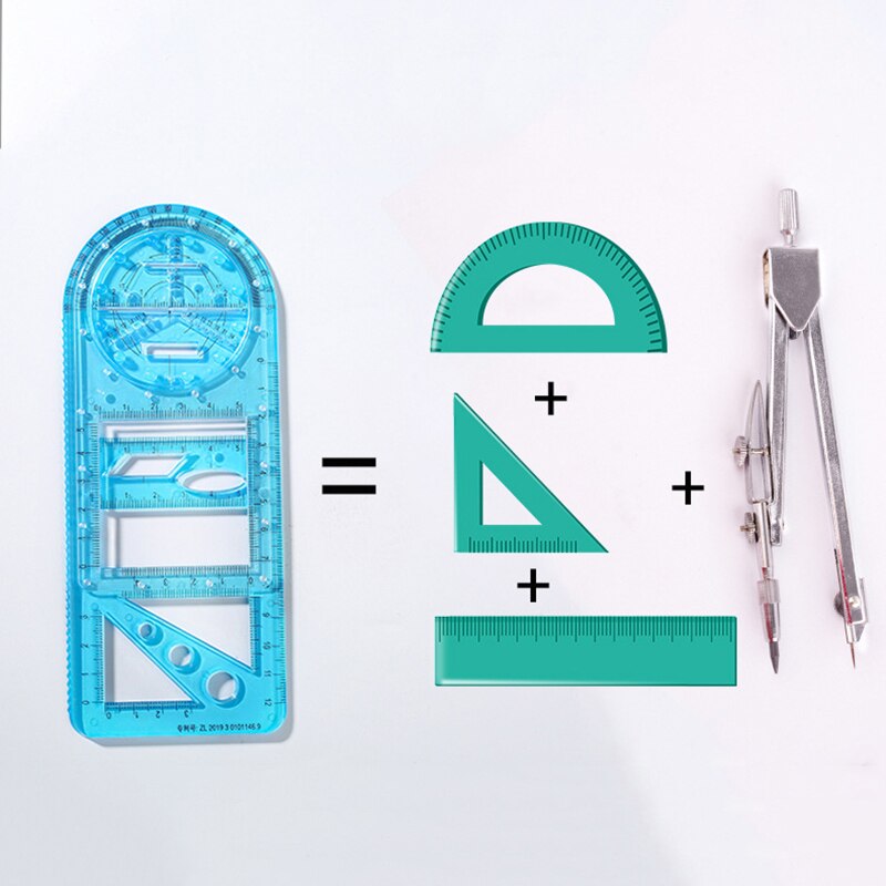 Multifunctional Geometric Ruler Geometric Drawing Template Measuring Tool For School Office Supplies PR