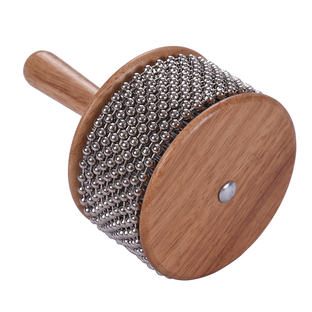 Holz Cabasa Schlagzeug Musical Instrument Metall Perlen Kette & Zylinder Pop Hand Shaker für Klassenzimmer Band Mittel Größe