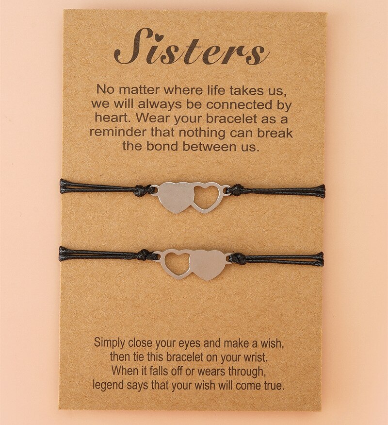 2/3/4 Sisters Bracelet Three Best Friend Bracelet Set Heart Shaped Hand Woven The Best Long Distance Friendship Bracelet