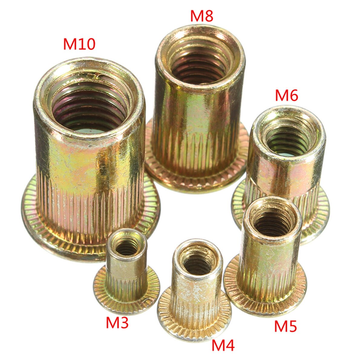 Flat Head Rivet Nuts Set Nuts Insert Cap Reveting Zinc Plated Carbon Steel Threaded Rivet Nut M3 M4 M5 M6 M8 M10
