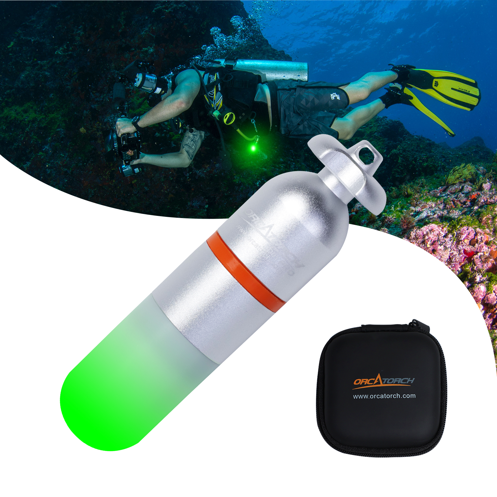 ORCATORCH SD01 PRO buceo estroboscópico baliza Mini tanque brillante luz de señal de buceo linterna subacuática luces intermitentes nocturnas: Verde