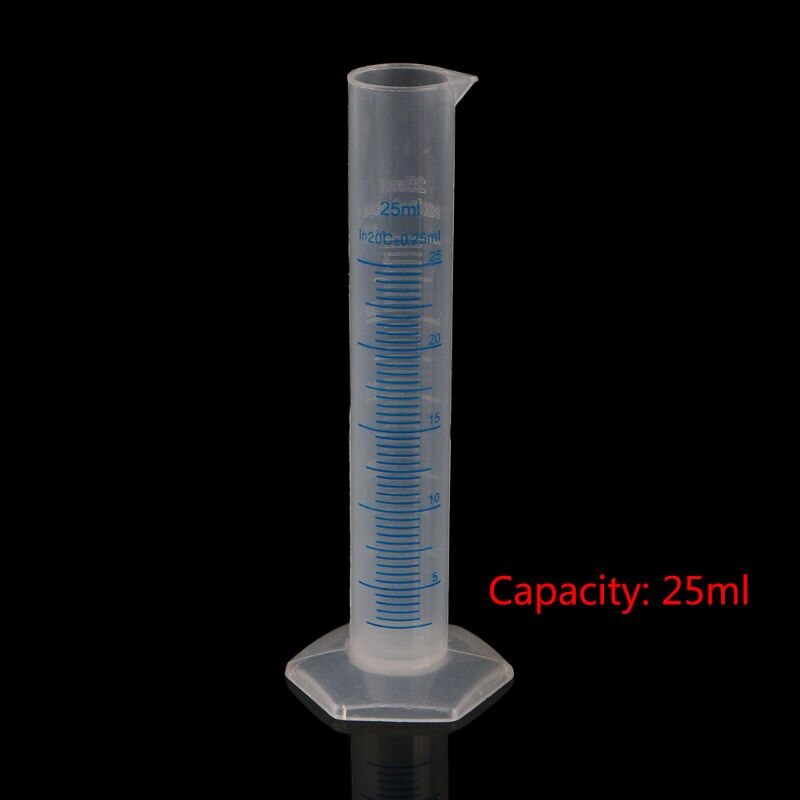 25ml Laboratory Liquid Trial Test Tube Jar Tool Plastic Measuring Graduated Cylinder