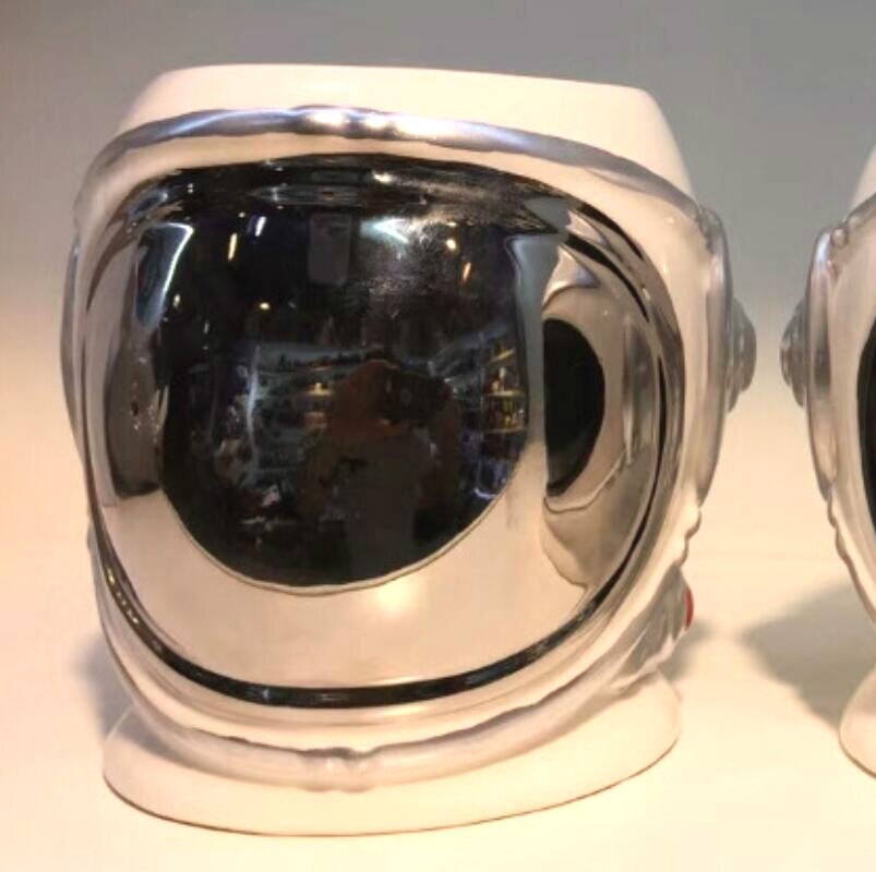 3d astronaut hjelm keramisk krus form vand kop kaffekop rejse krus håndtag underlig personlighed mælkekopper til dreng: Sølv