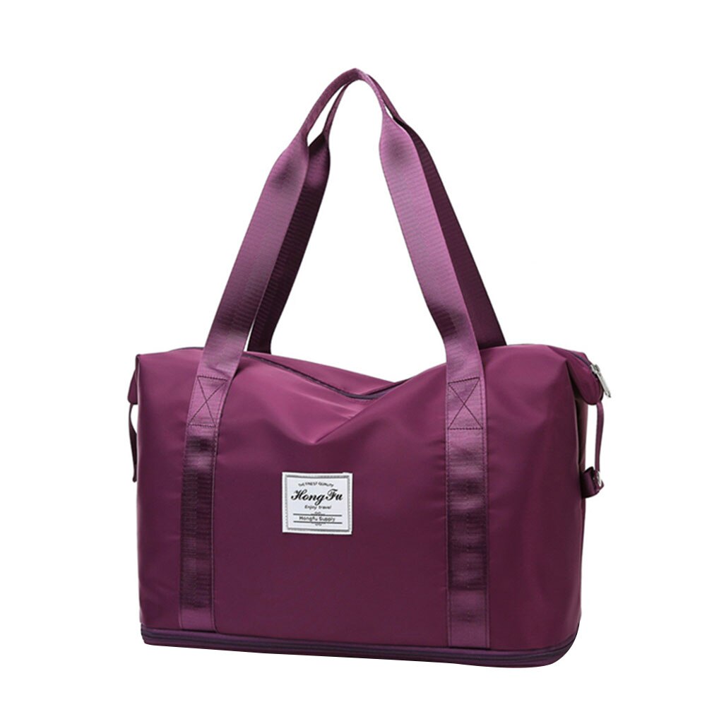 Large Capacity Folding Travel Bag Women Training Travel Handle Handbag Yoga Foldable Large Capacity Women Gym Bags Shoulder Bag: Burgundy
