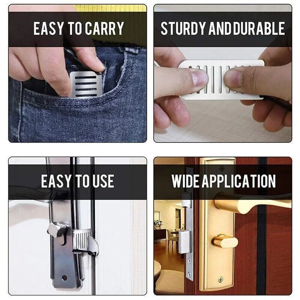 Bloqueur de porte antivol de sécurité, outil de sécurité Portable en acier inoxydable de 8cm pour la confidentialité à domicile, bouchon de serrure de porte de voyage d'hôtel
