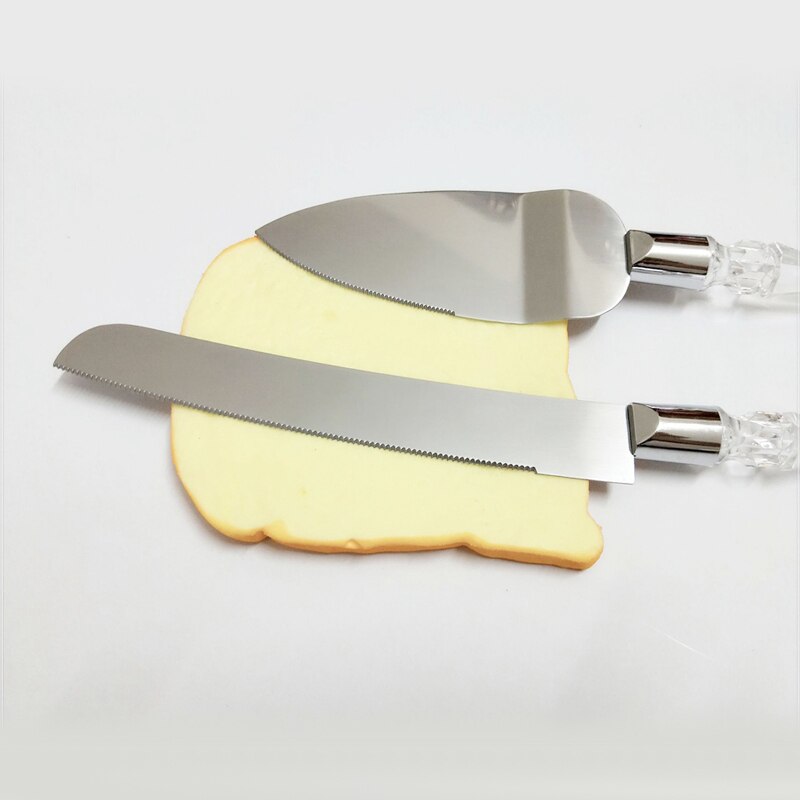 2Pc Holle Boor Handvat Bruidstaart Mes Zilveren Cake Schop Dessert Rvs Wedding Party Cake Knife Server Set messen