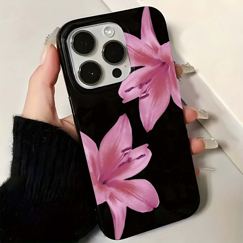 Lotus Petals Black Phone Case For iPhone 16 14 13 12 11 15 Pro Max 16E XR X XS Max 16 7 8 Plus SE Shockproof Soft Cover: Microfiber