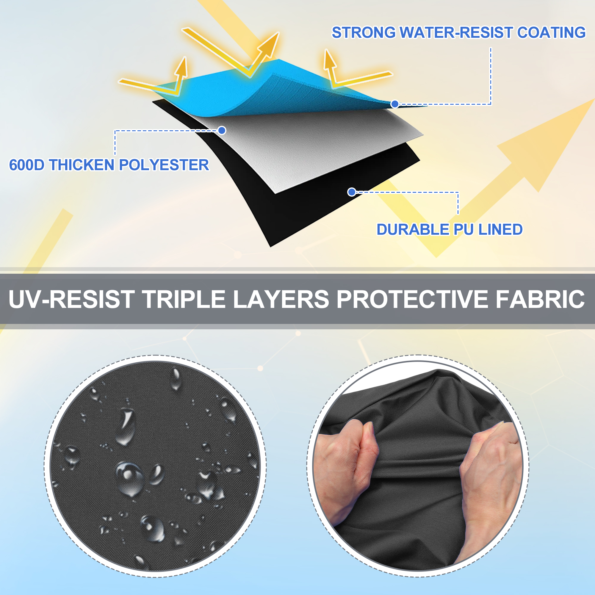 UXCELL Copri bagagliaio universale per barca Bimini Top con foro luminoso nero 97"-103" W