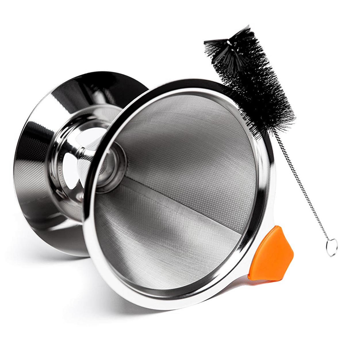 Pour Over Coffee Dripper Stainless Steel Cone, Paperless with Cup Stand, Enjoy Simple and Easy Single Cup Rich Mornin