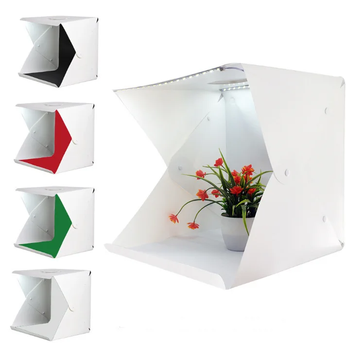 Tragbarer, zusammenklappbarer LED-Fotostudio-Mini-Foto-Lampenkasten, kleine Größe, 20 cm, praktisches Handgepäck-Kamera-Zubehör