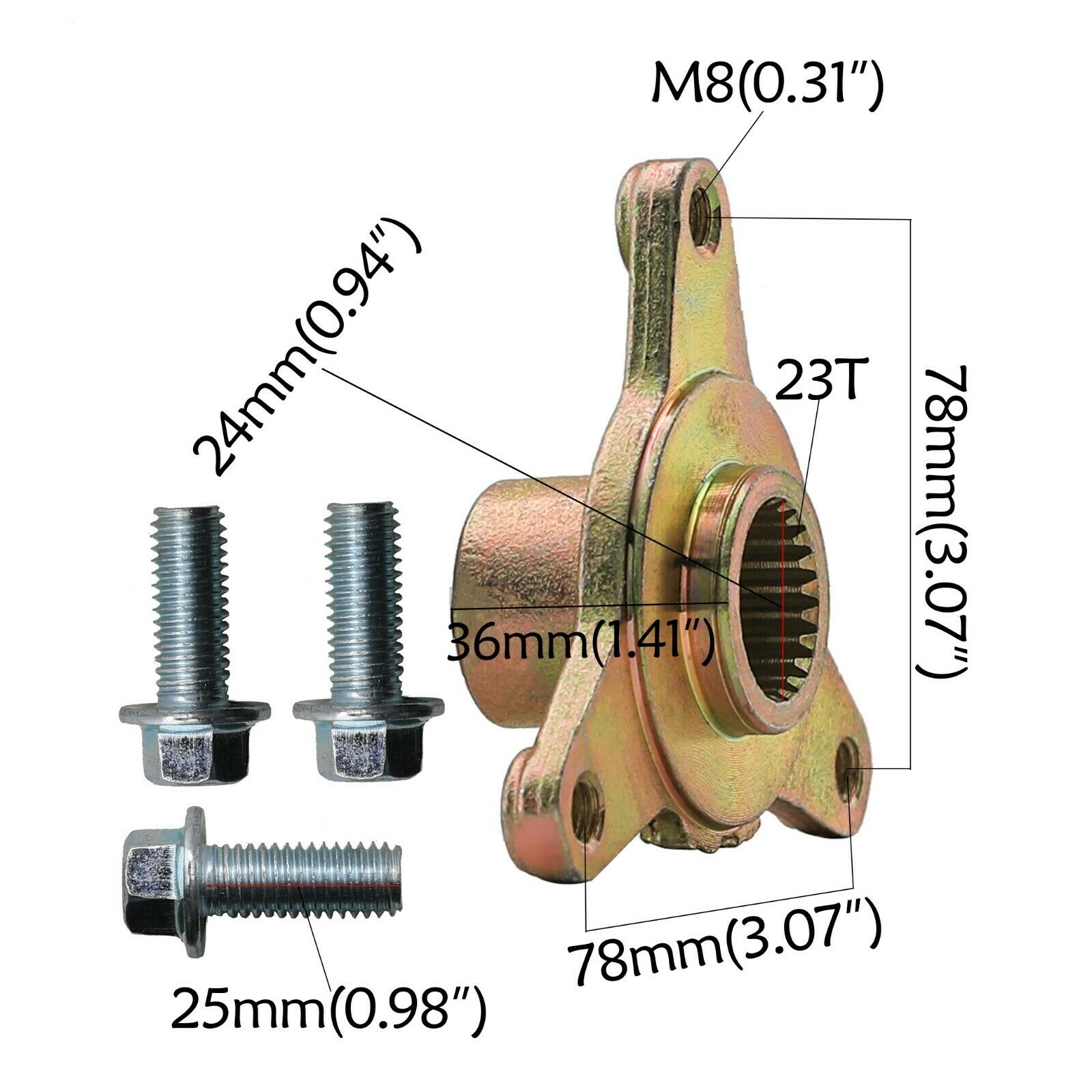 78mm 23t spline 3 nasta takapyörän akselin napa sopii 110cc bugiseen mönkijä-minipyörään