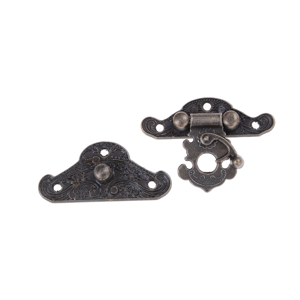 1Pc Decorative 38*28 mm Brass Suitcases Hasp Latch Buckle Clasp Antique Bronze Jewelry Wooden Box Hasps Drawer Latches