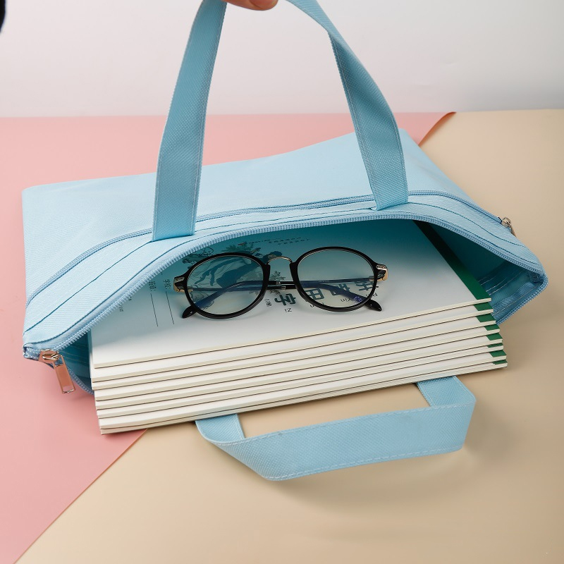 Large Capacity Document Bag File Folder Oxford Cloth Portable Handle Office Briefcase Waterproof Handbag Durable Double Layers