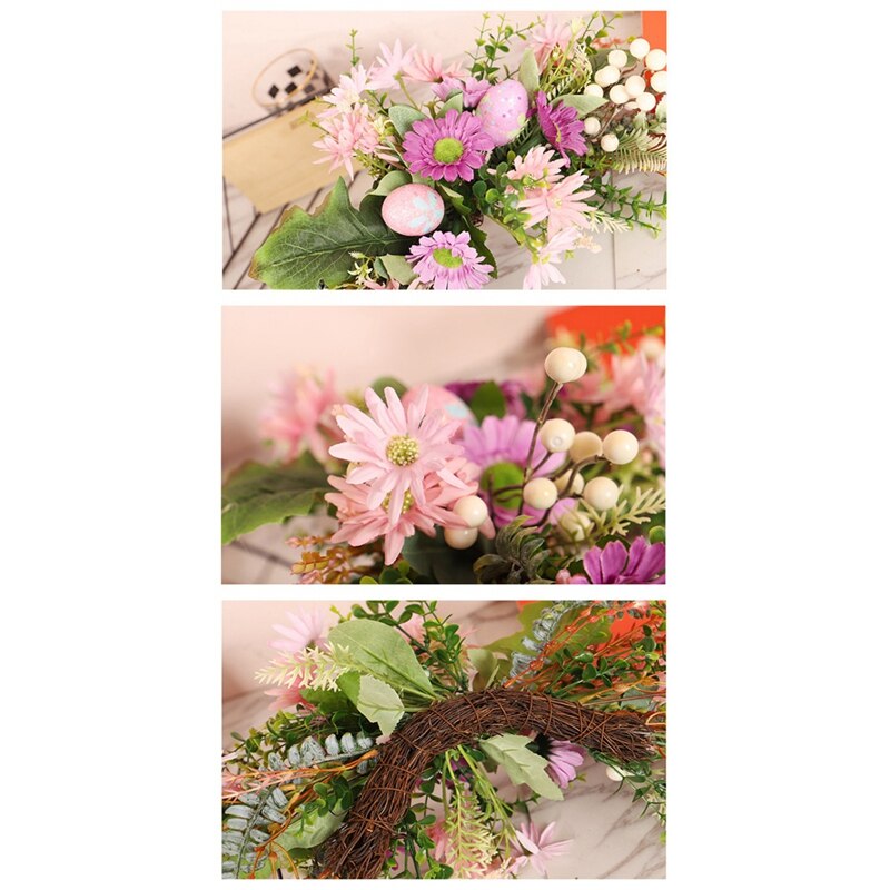 Easter Day Egg Flower Wreath Artificial Garden Easter Decoration Children Easter Home Garden Decoration