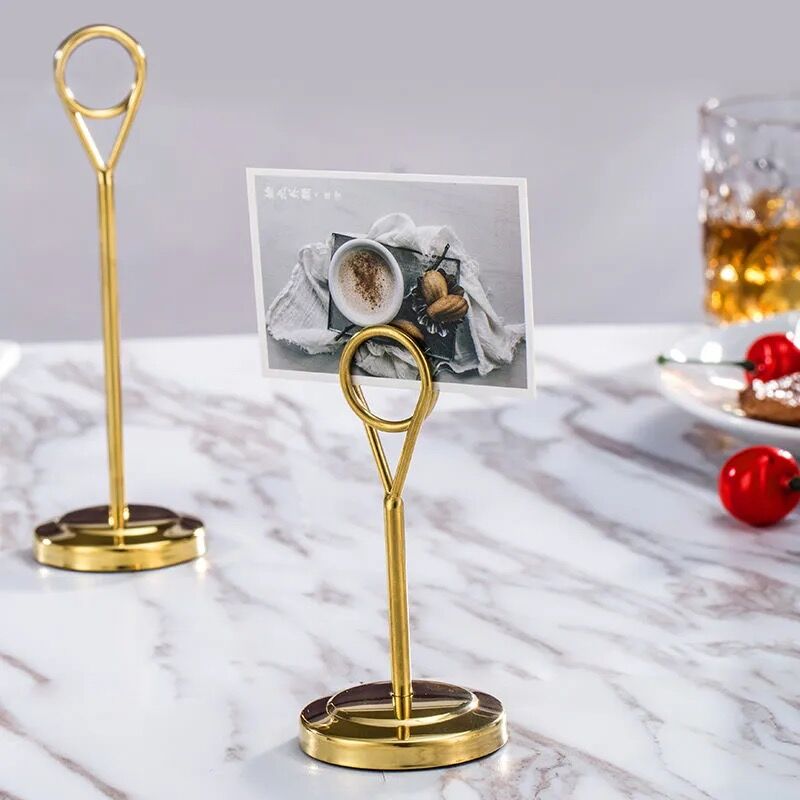 Rustfrit stål bord nummer holder sted kort holder bord billede holder tråd foto holder klip menu memo note stand
