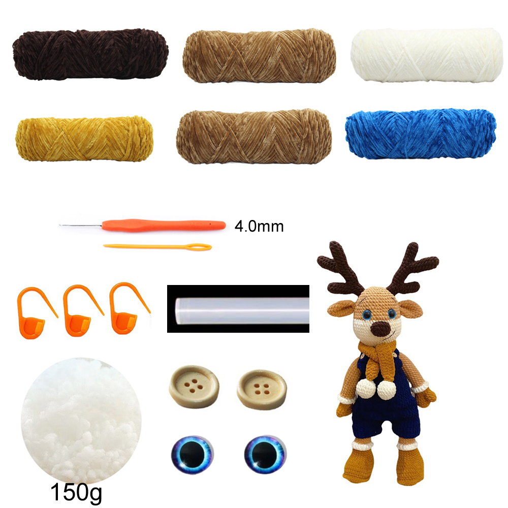 Joli Gril Crochet Kit poupée bricolage tricot amigurumi Crochet animaux kits noël chat chien lapin jouet oiseau insecte fait à la main: Blanc crème