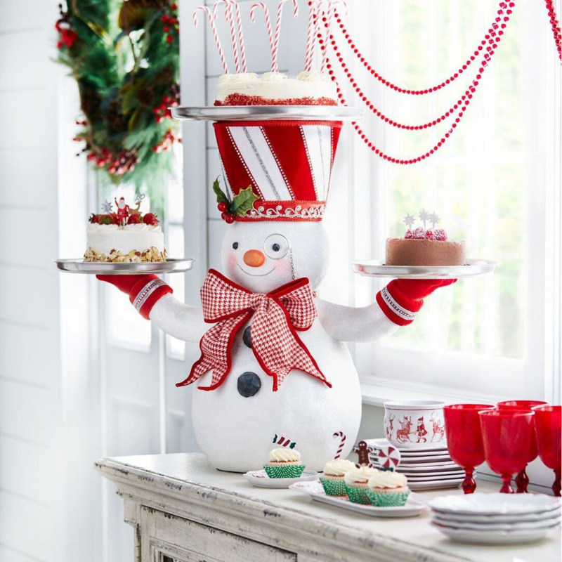 Christmas Snowman Dessert Plate Santa Claus Trays Decorative Cake Stand Snack Fruit Plate Christmas Table Party Decoration