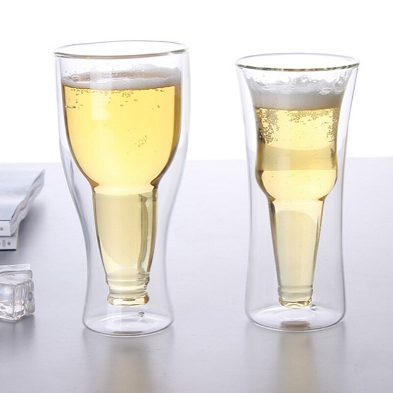 Borosilicate Double Wall Beer Glass Beer cups 250ml 350ml 450ml Juice Beverage Glass Beer Cup Simple