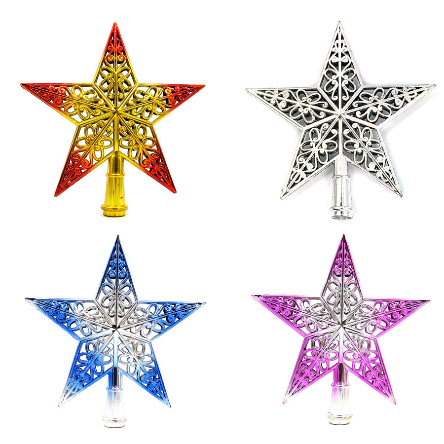 Christmas Tree Topper Five-pointed Star Sparkle Stars Hang Xmas Decoration Ornament Treetop Topper Christmas Star estrellas