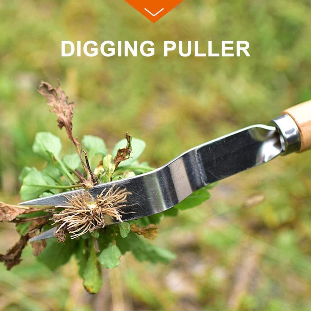 Stainless Steel Garden Weeder Tool Wooden Handle Weeder Ripper Manual Weeding Gardening Tools Hand Tool