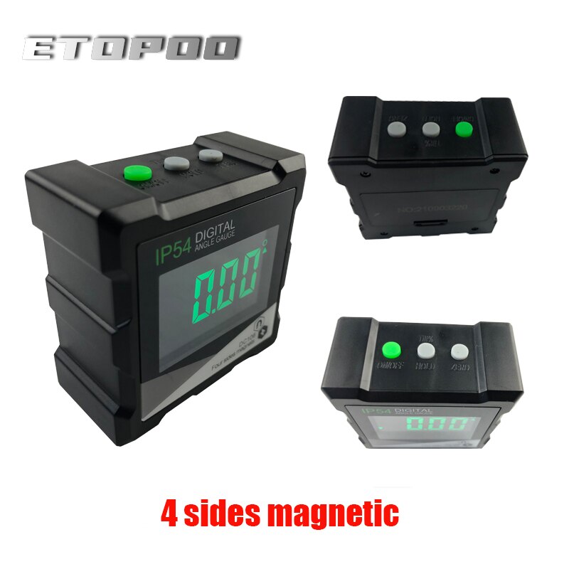 IP54 Angle Finder 4x90 Degrees Measuring Tool 4 Sides Magnetic Protractor LCD Digital Angle Gauge for Woodworking