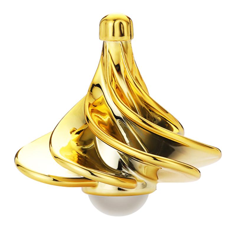 Giroscopio neumático 3D, juguete de aleación multicolor, viento que sopla, artefacto giratorio de descompresión superior, herramientas de alivio de presión: Dorado