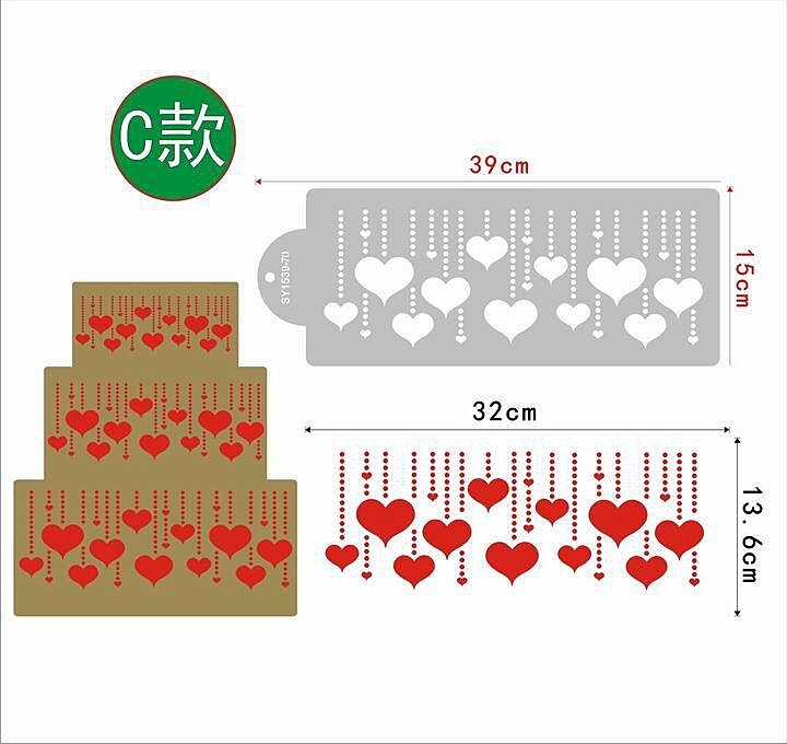 Cakes Baking Templates Wheat Spike Pattern Cake Boder Stencil for DIY Craft Drawing Mold Bakeware Kitchen Cake Decorating Tools: C