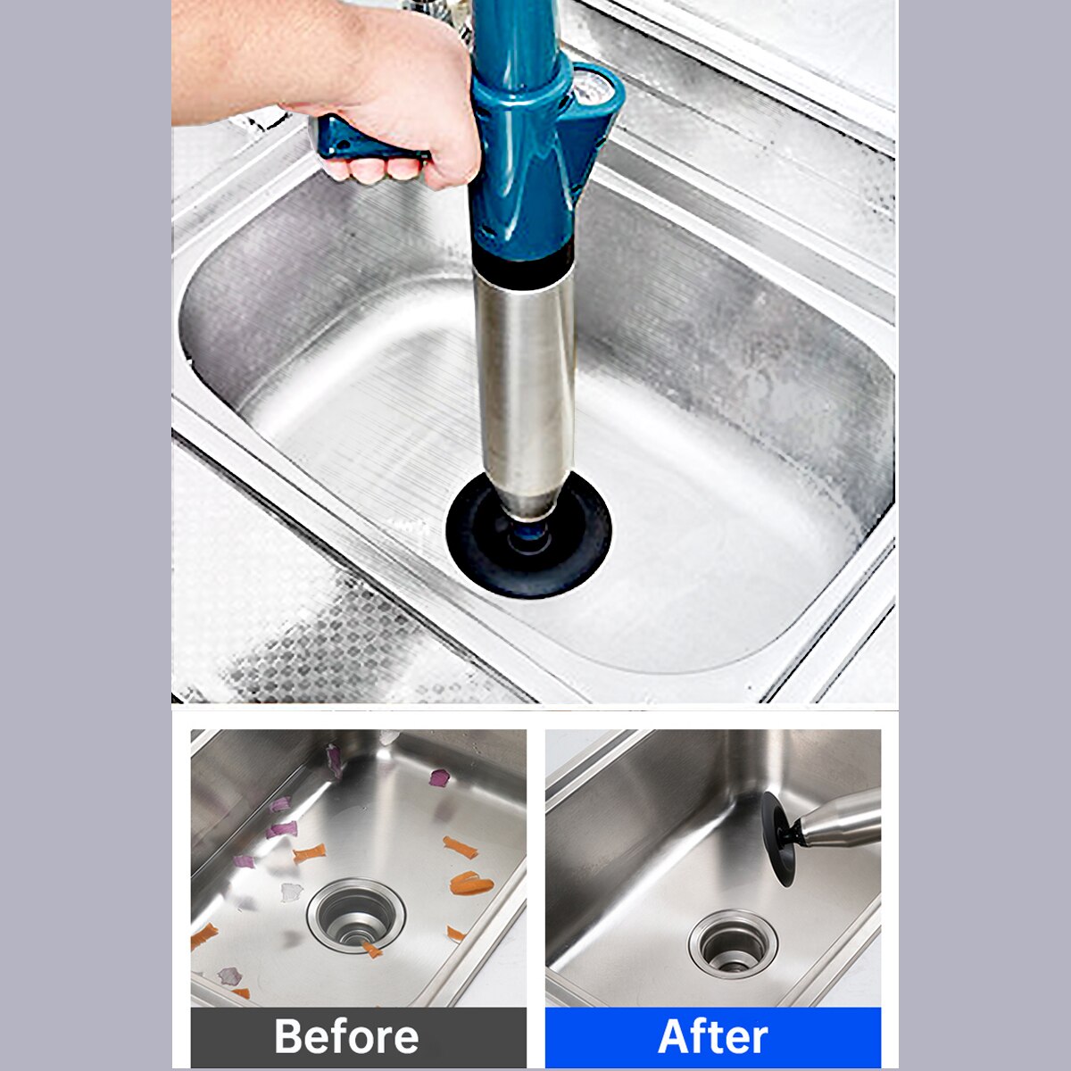 Pipe Plunger Drain Clog Remover High-Pressure Drain Dredge Removable Equipment for Home Toilet Bathroom Sink Floor Drainage