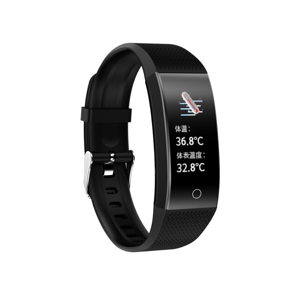 Bluetooth  qw18t smartklocka ios/android herr dam vattentät smartklocka intelligent kroppstemperaturtest sportklocka pk  e66: Svart