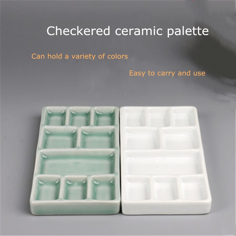 Ceramic Multi-grid Palette Watercolor Gouache Pigment Palette Porcelain Plate Jingdezhen Color Palette Pigment Plate