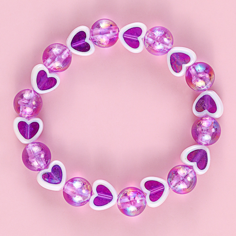 Pulsera de corazón de amor de Color acrílico para niños, pulseras de amistad para niñas, accesorios de joyería simples, dijes de 2022: Marrón rojizo