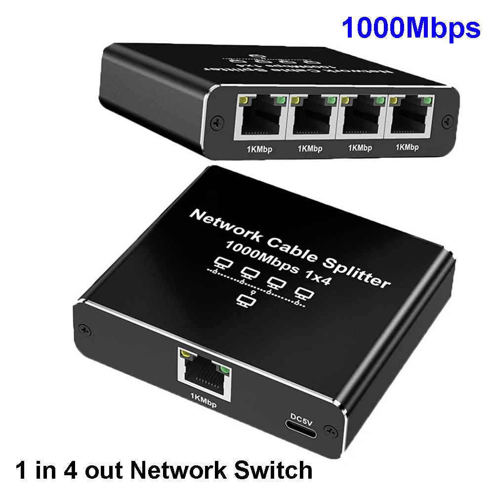 MZX 1-w-4-wyjściowy 1000M gigabitowy koncentrator sieciowy Przełącznik RJ45 Ethernet rozdzielacz Złącze 1000Mbps adapter PC Komputer Kot 6 7 8 Kabel