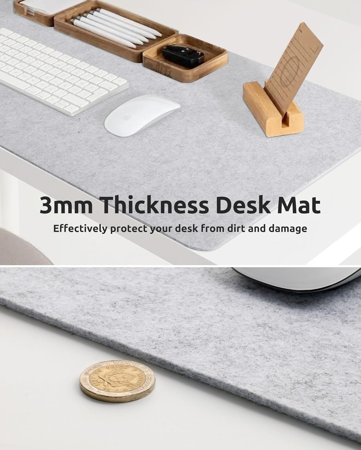 Large Felt Desk Mat Keyboard Mat - Computer Desk Pad for Keyboard and Mouse Pad - Desktop Mat - Felt Desk Pad
