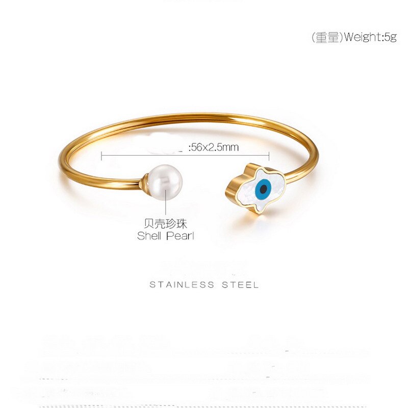 Lucky eye tyrkisk onde øje charme armbånd guld og sølv farve manchet justerbare stål smykker hamsa hånd/kløver/ hjerte