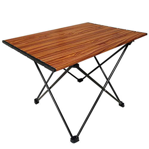 Portable Camping Foldable Tables with Brown Wood Grain : Hard-Topped Folding Table in a Bag for Picnic, Camp, Beach, Backpack: 01