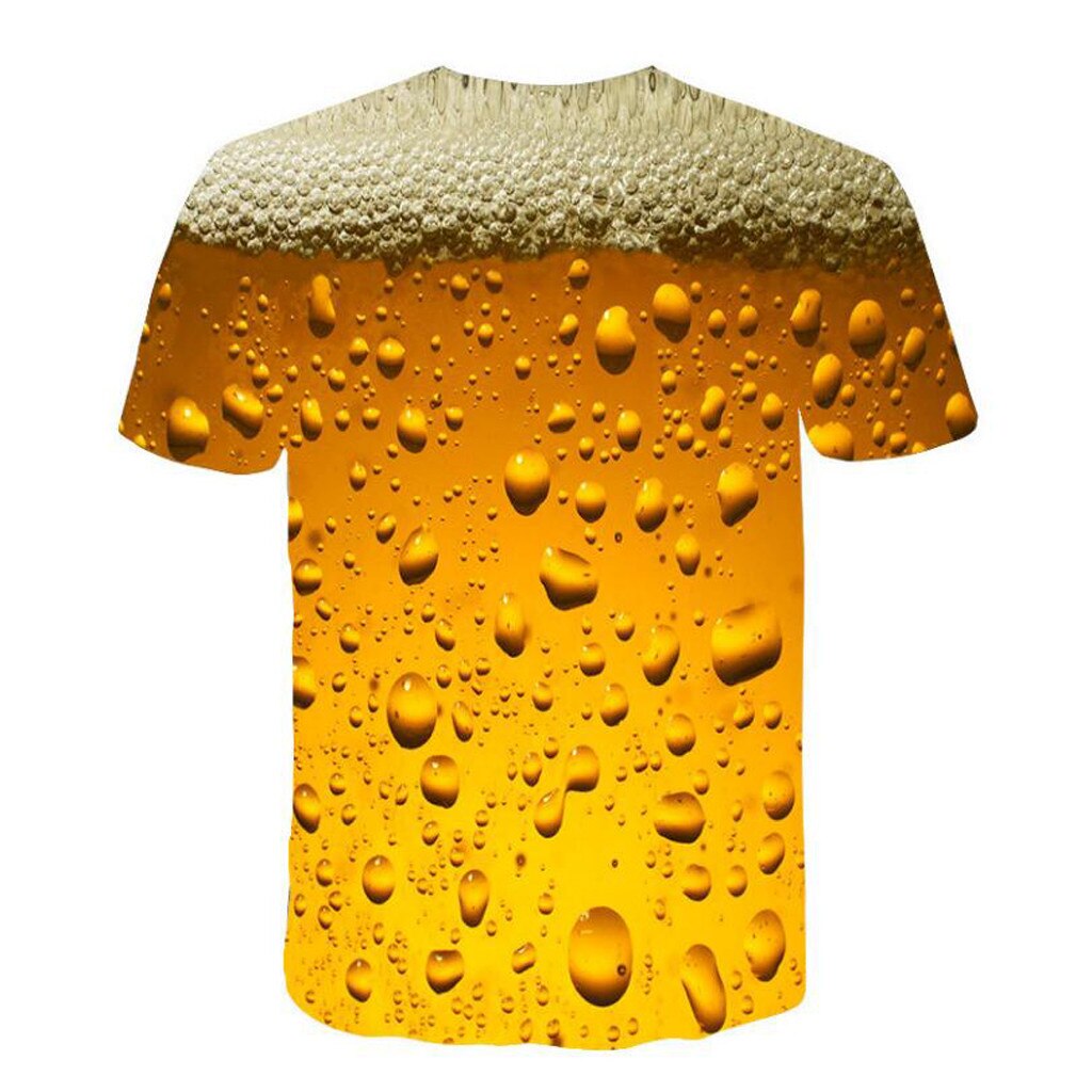 Summer Men'S T-Shirt Fashionable 3D Printed Novelty Short Sleeve Top Yellow Cotton Blend Breathable Top #YL10