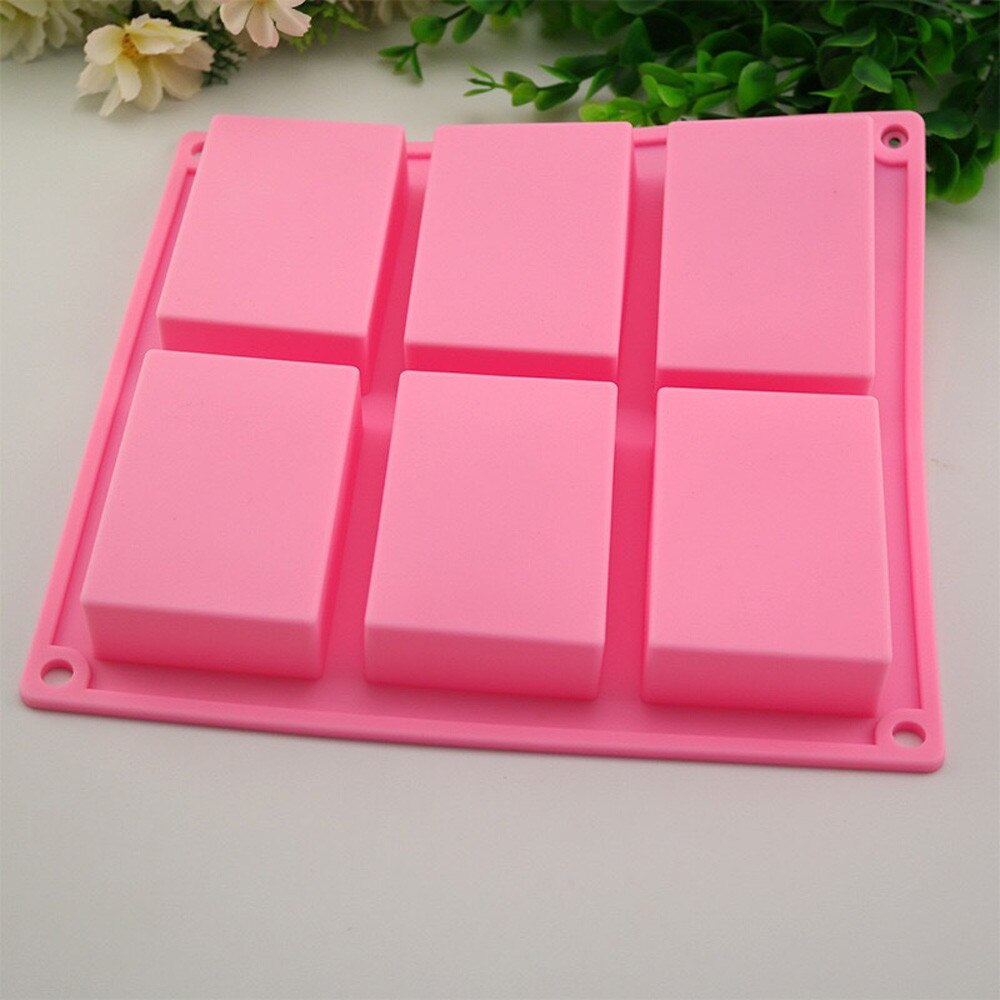 Forma de silicone retangular com 6 cavidades, de silicone, para sabonete, artesanato, caseiro, faça você mesmo