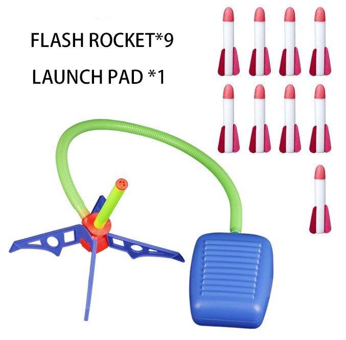 Children&#39;s Rocket Launcher Pneumatic Pedal Launch Rocket ToyOutdoor Flash Light Interactive Toy Birthday GiftChildren Sports Toy: Nine light flare