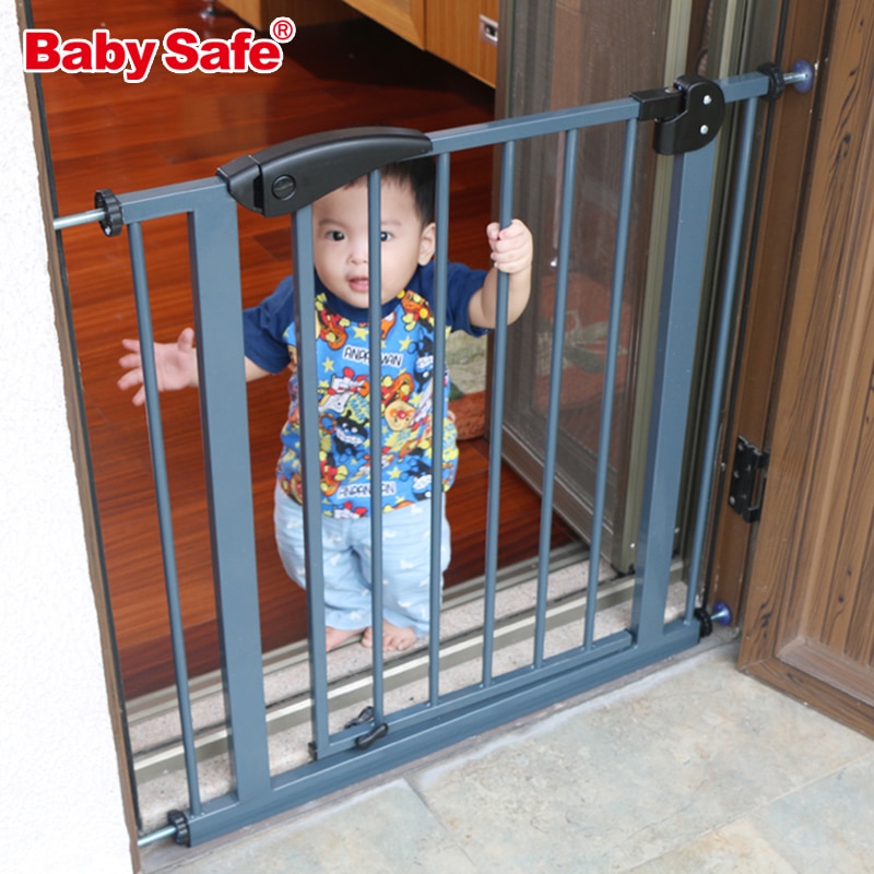Puerta de Hierro de metal babysafe puerta de seguridad para bebés valla de aislamiento para mascotas 75-82cm de ancho Hong kong gratis