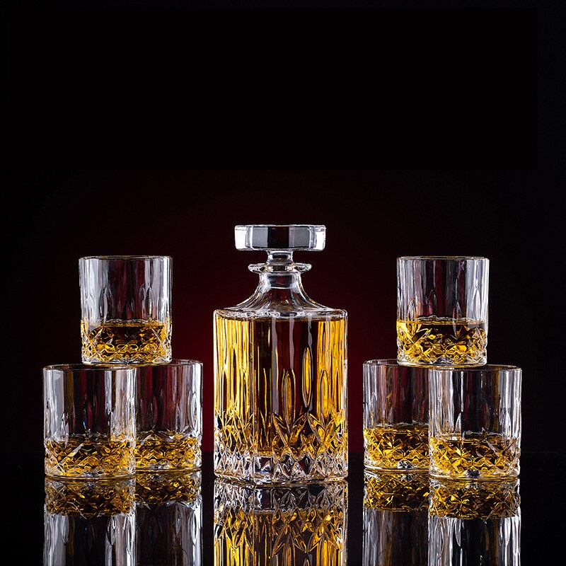 Luxury Lead Free Square Glass Wine Bottle Whiskey Decanter Alcohol Container decanter set