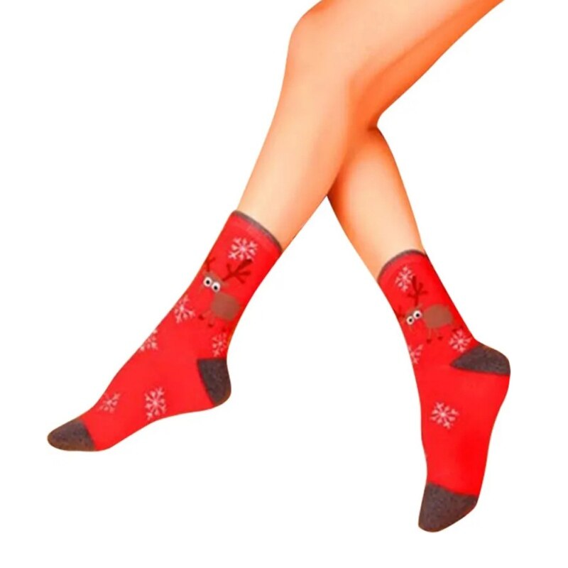 Christmas Socks Cotton Knit Crew Warm Socks For Girls Winter Novelty Christmas