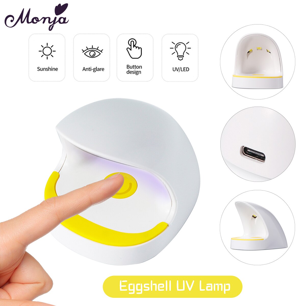 Monja 6W 3 Leds Nail Art Uv Droger Eierschaal Vormige Usb Mini Draagbare Nail Lamp Nail Gel Polish Snel curing Manicure Machine