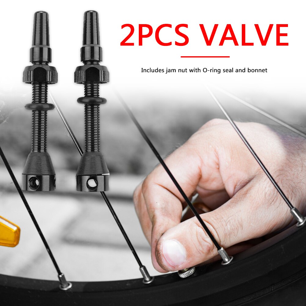 Bicycle Tire Valves 2pcs 40mm CNC Alloy Stem with Cap Tubeless Tire Presta Waterproof Cycling Element for MTB Mountain Road Bike
